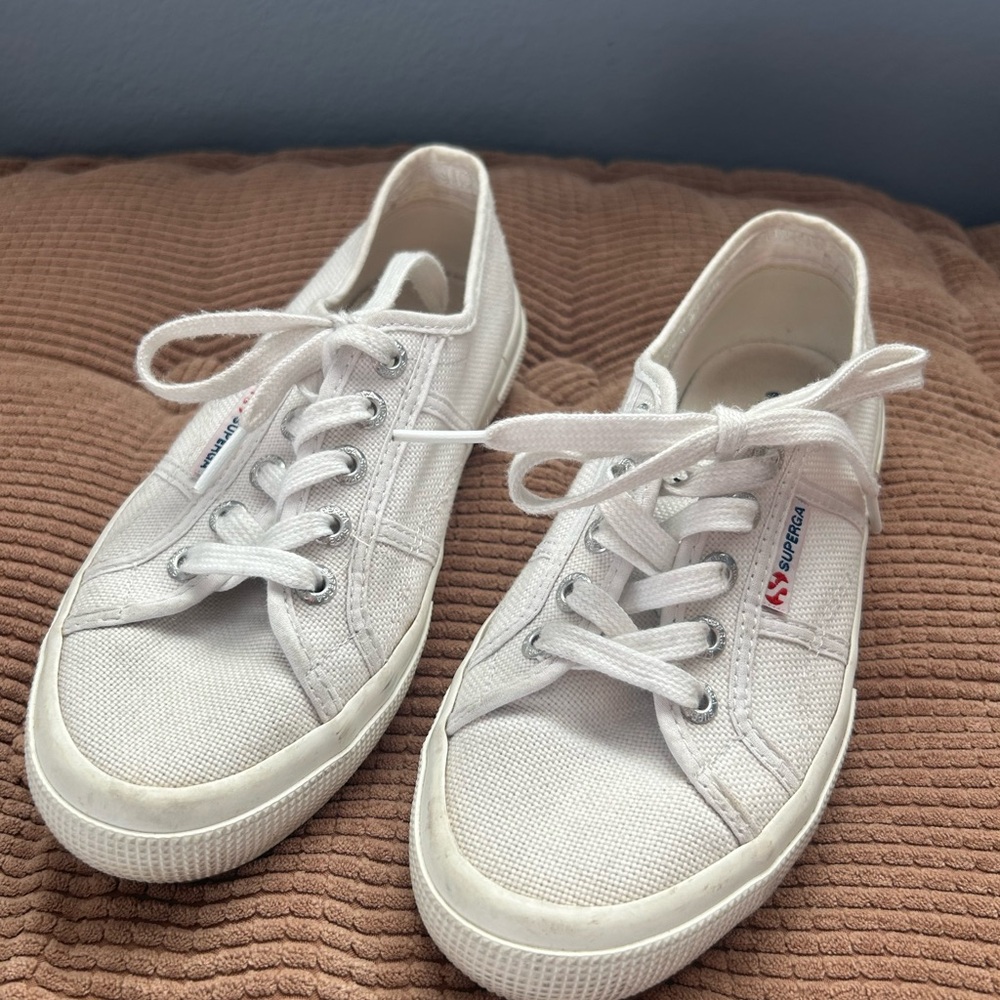 Superga White Lace-Up Sneakers